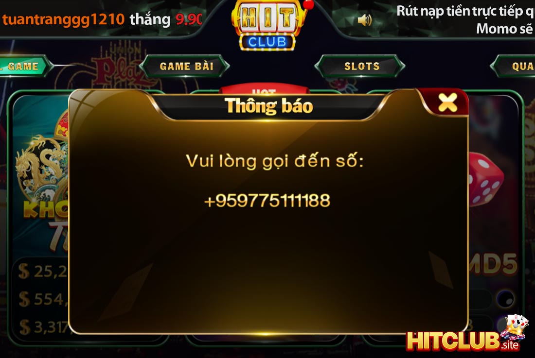 Đường dây nóng của cổng game Hit Club