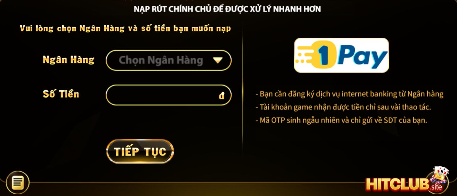 Nạp tiền qua 1Pay