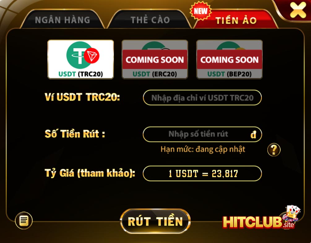 Rút tiền HIT CLUB qua Tiền Ảo